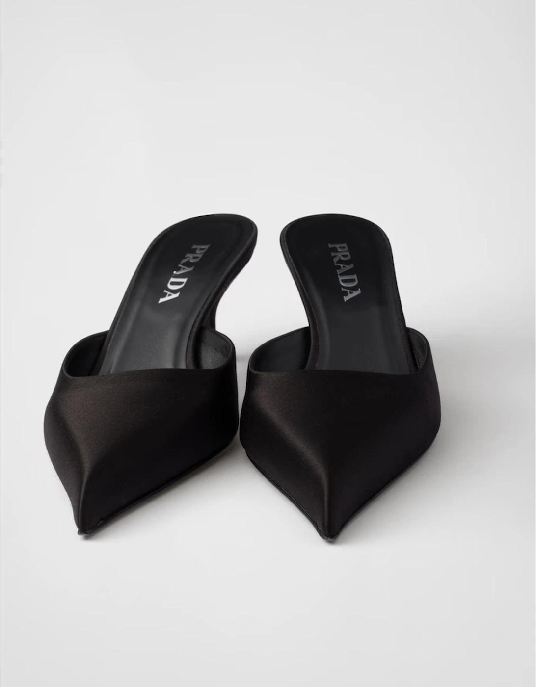 Satin Mules Kitten Heel Women - Black Pumps