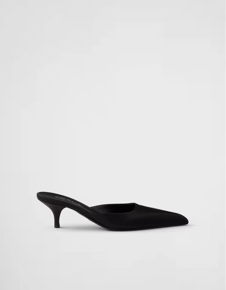 Satin Mules Kitten Heel Women - Black Pumps