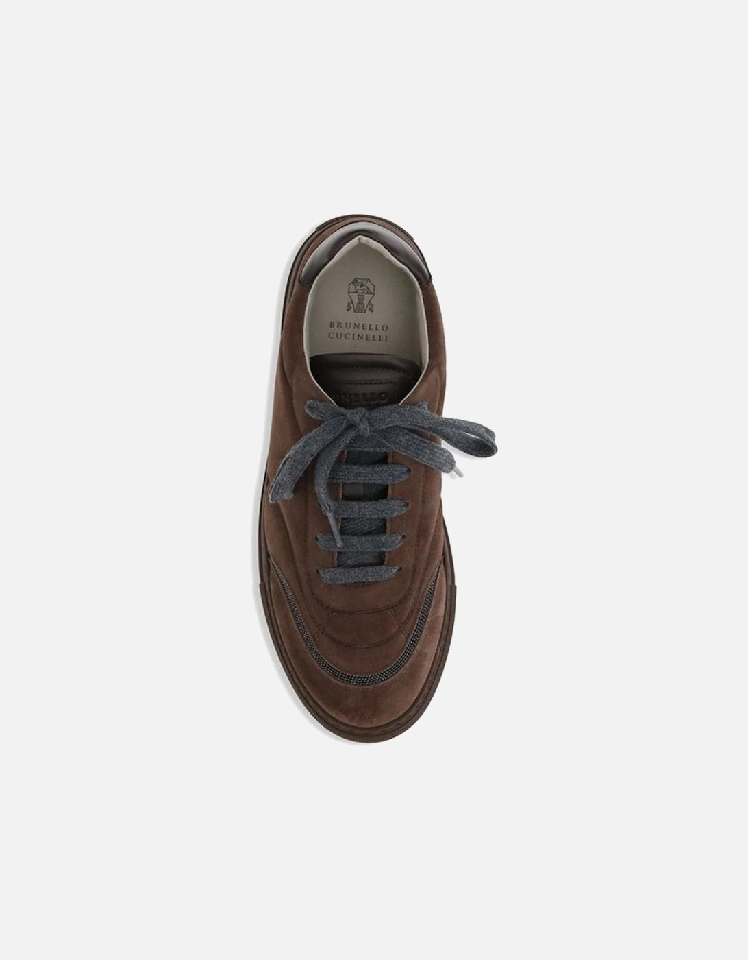 Suede Sneakers with Shiny Jewel Details Women - Brown