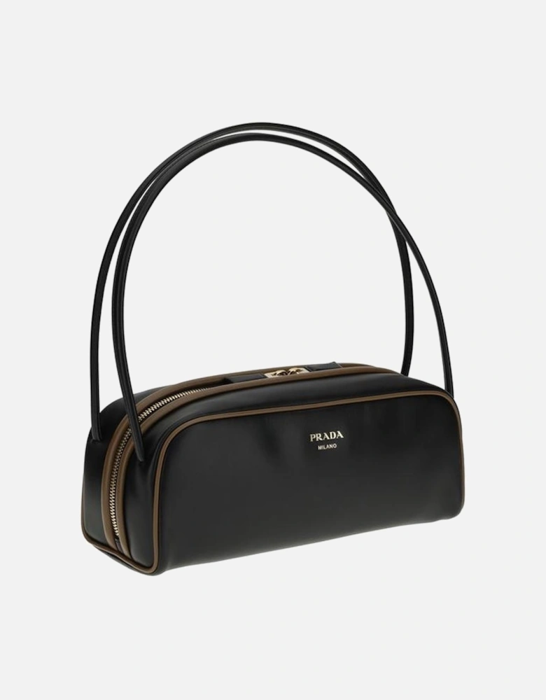 Leather Shoulder Bag with Double-Handle and Zipper Closure Women -
