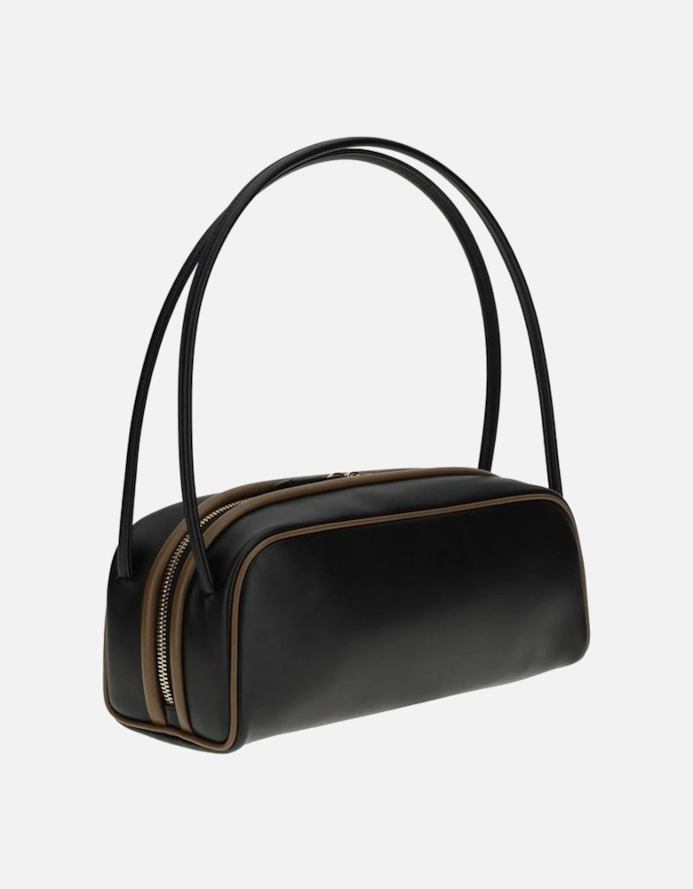 Leather Shoulder Bag with Double-Handle and Zipper Closure Women -