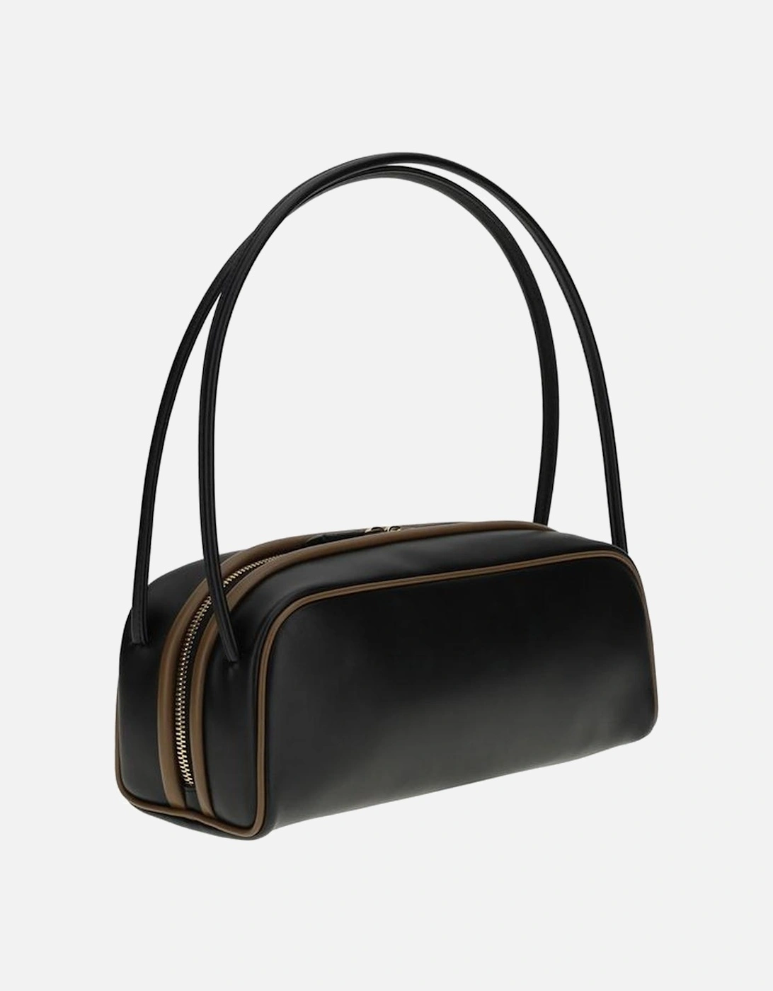 Leather Shoulder Bag with Double-Handle and Zipper Closure Women -
