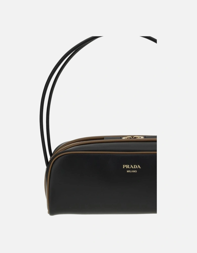 Leather Shoulder Bag with Double-Handle and Zipper Closure Women -