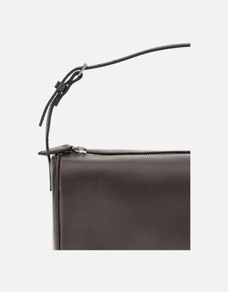 90s Leather Shoulder Bag with Adjustable Handle Women - Black