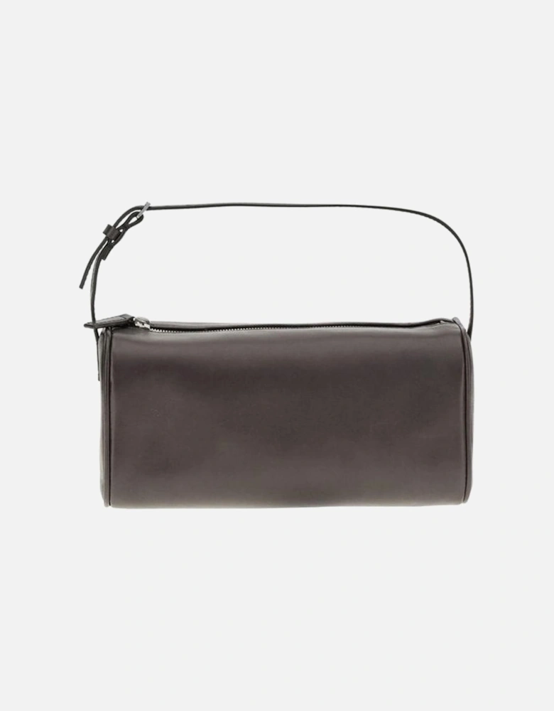90s Leather Shoulder Bag with Adjustable Handle Women - Black