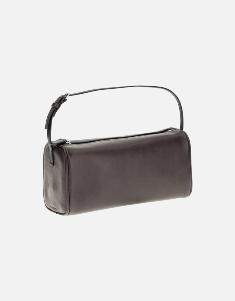 90s Leather Shoulder Bag with Adjustable Handle Women - Black