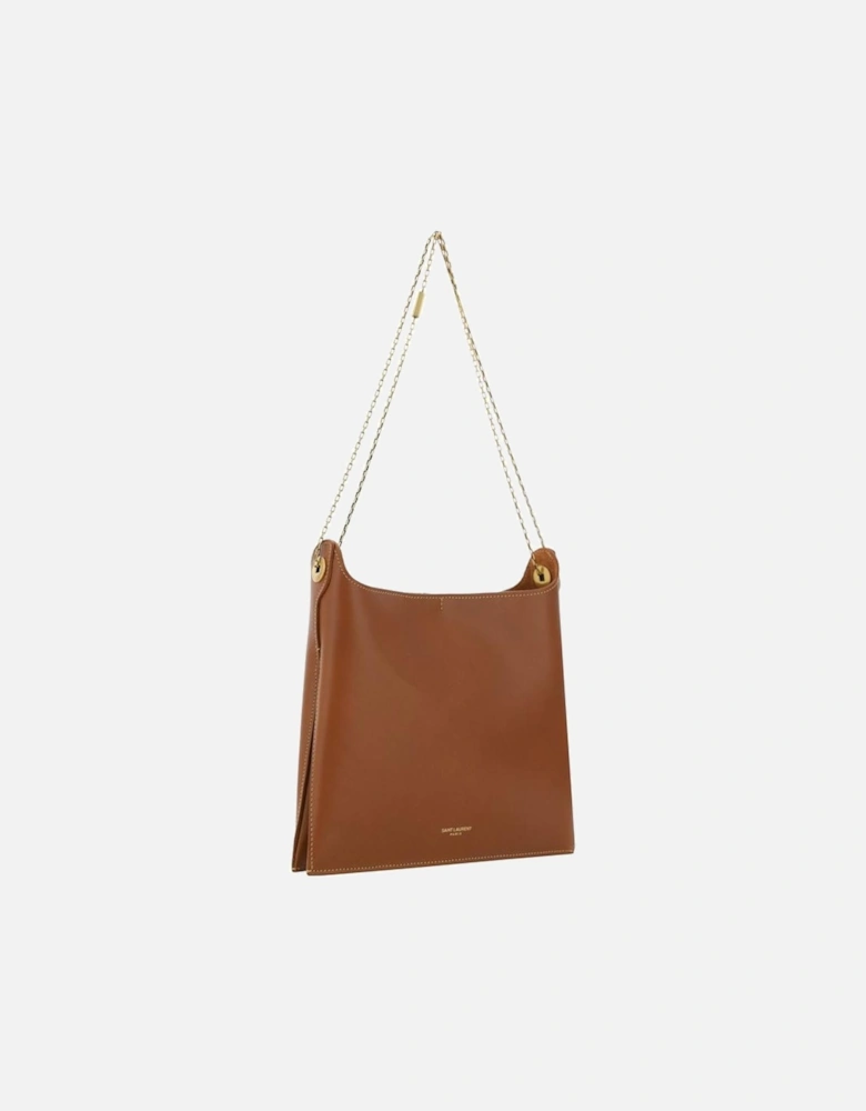 Chain Leather Shoulder Bag Women - Brown