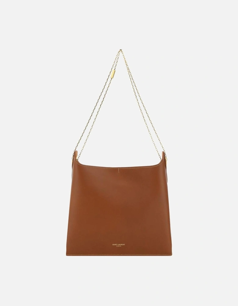Chain Leather Shoulder Bag Women - Brown