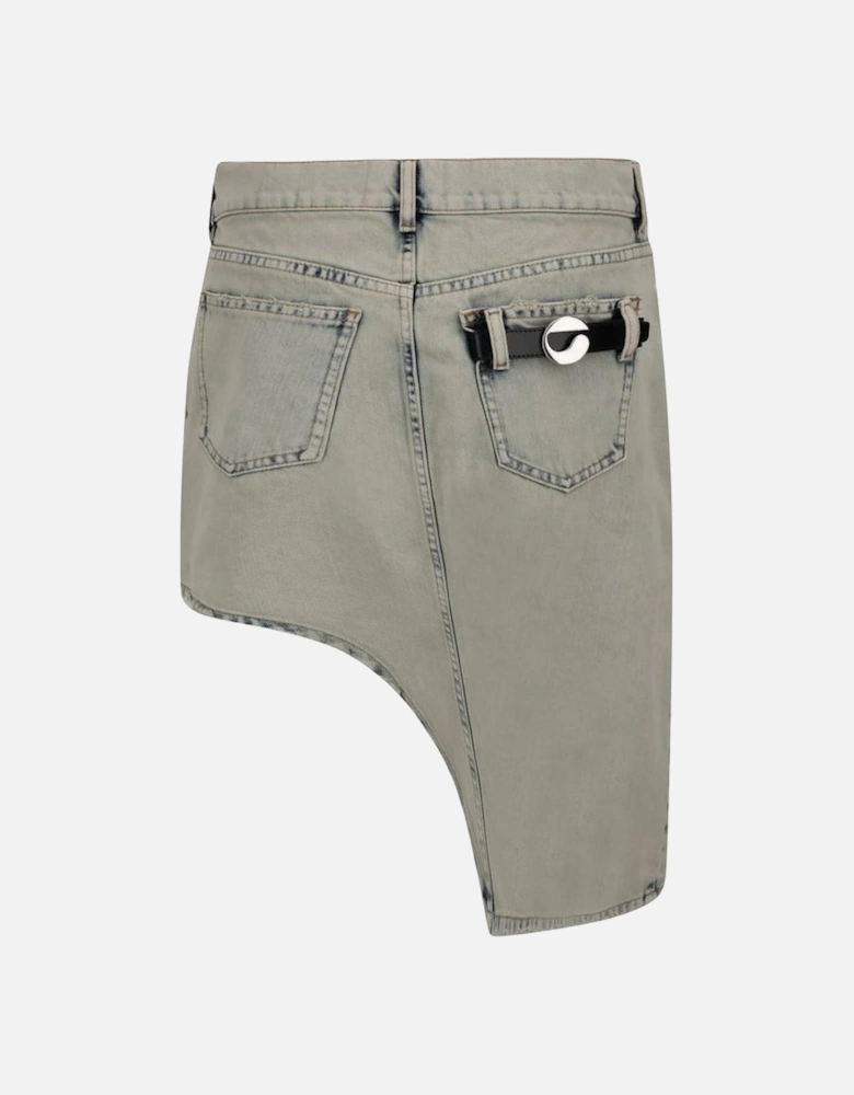 Asymmetric Geometric Denim Miniskirt Women - Gray Skirts