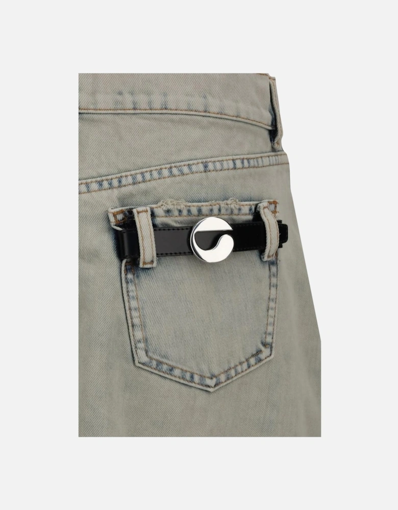 Asymmetric Geometric Denim Miniskirt Women - Gray Skirts