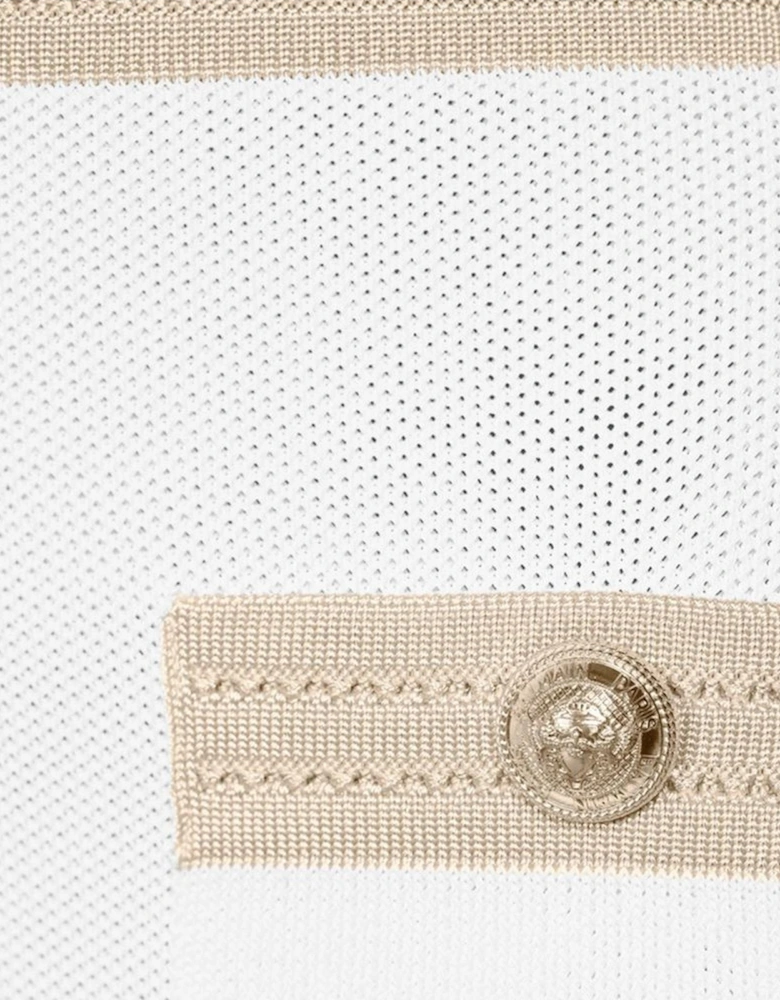 Knit Mini Dress Button Detail Women - White Dresses