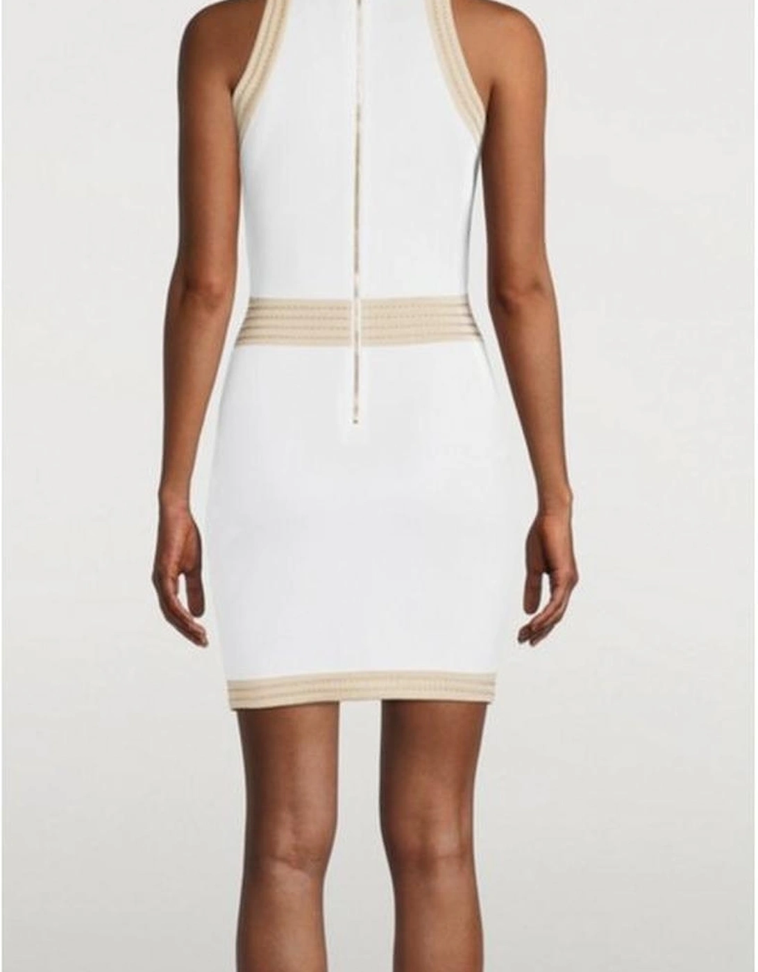 Knit Mini Dress Button Detail Women - White Dresses