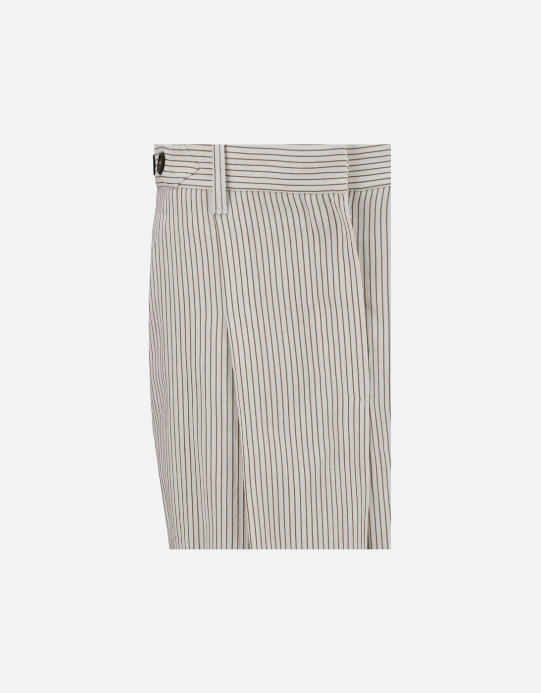 Striped Straight Fit Pants with Welt Pockets Women - White Jeans