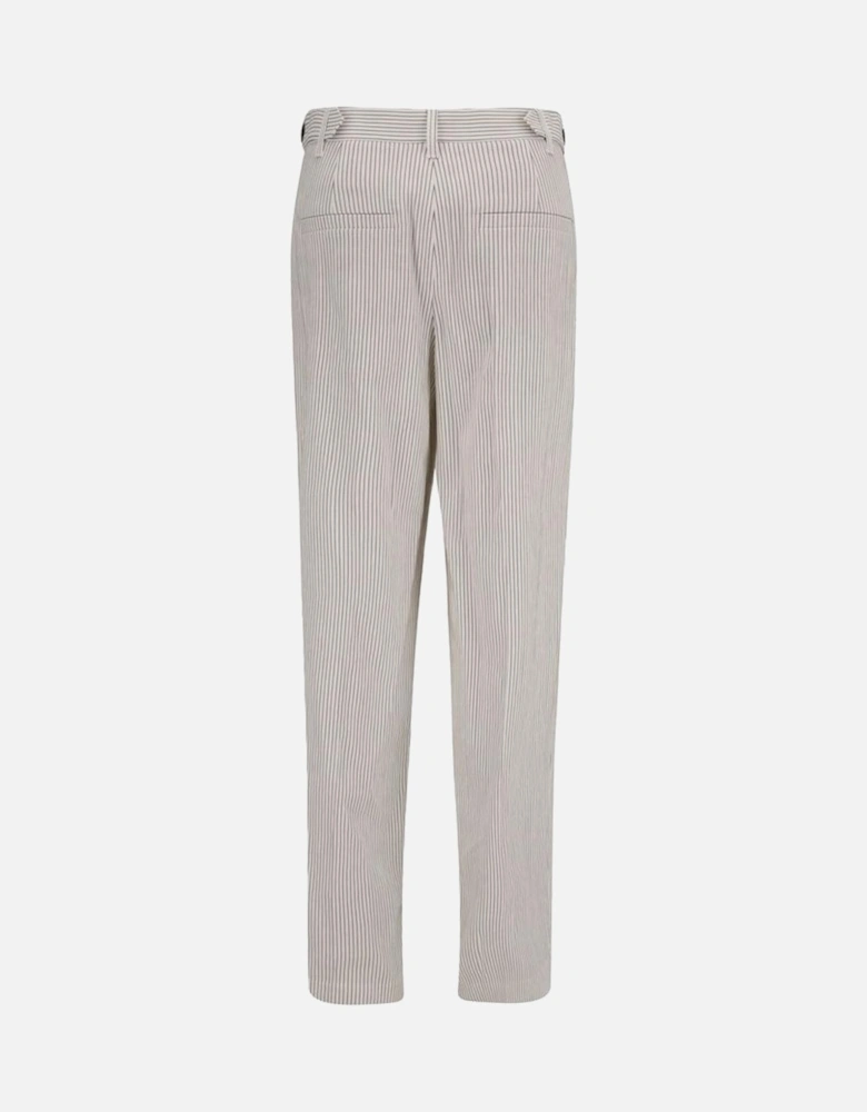 Striped Straight Fit Pants with Welt Pockets Women - White Jeans