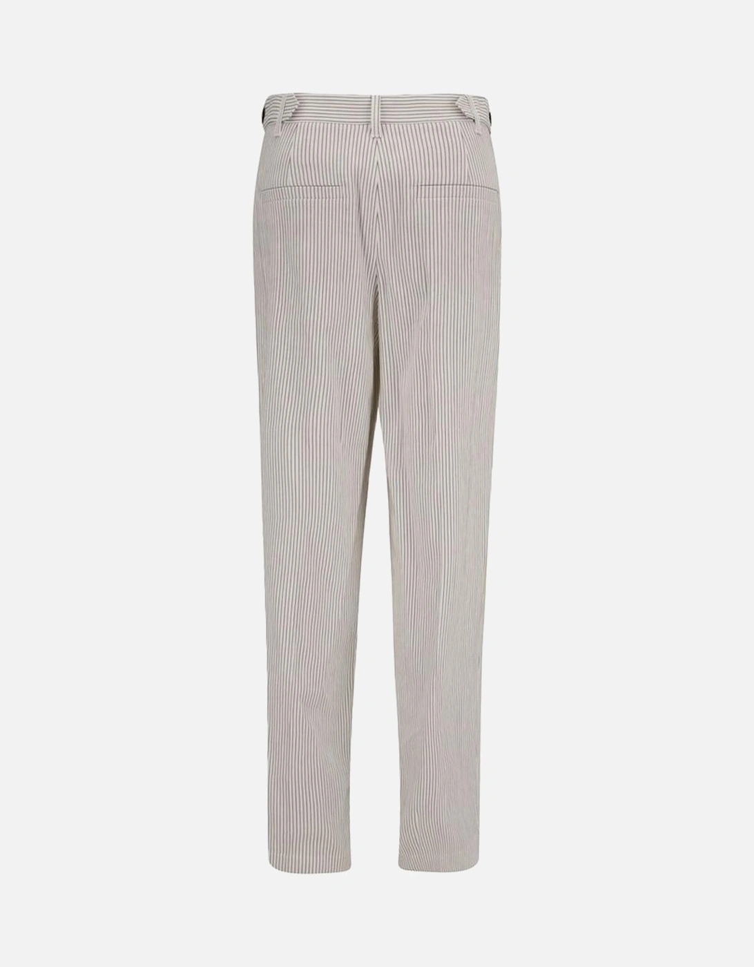 Striped Straight Fit Pants with Welt Pockets Women - White Jeans