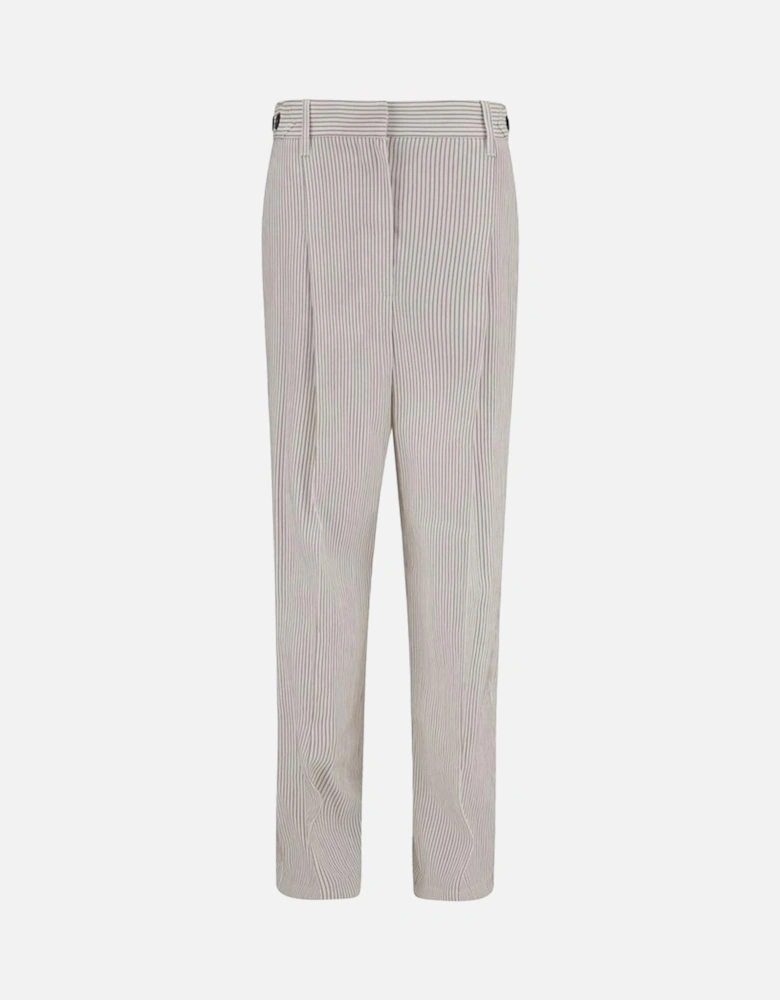 Striped Straight Fit Pants with Welt Pockets Women - White Jeans