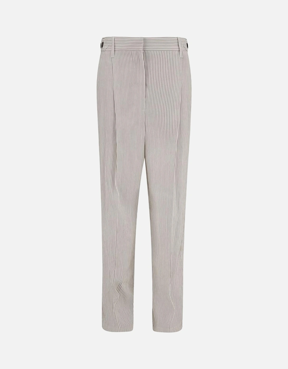 Striped Straight Fit Pants with Welt Pockets Women - White Jeans, 4 of 3