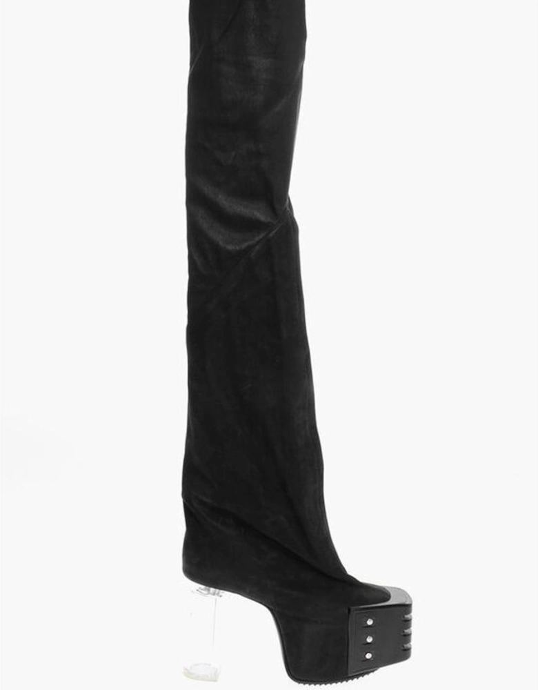 Leather Platform Sandals with Plexiglas Heels Women - Black Boots