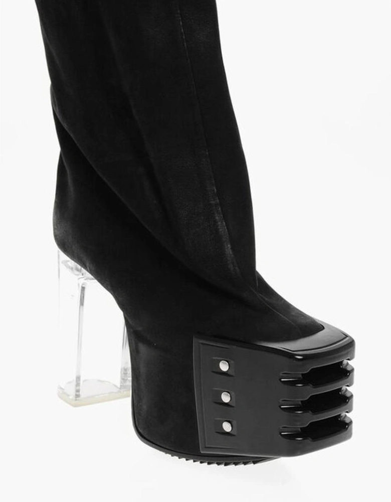 Leather Platform Sandals with Plexiglas Heels Women - Black Boots