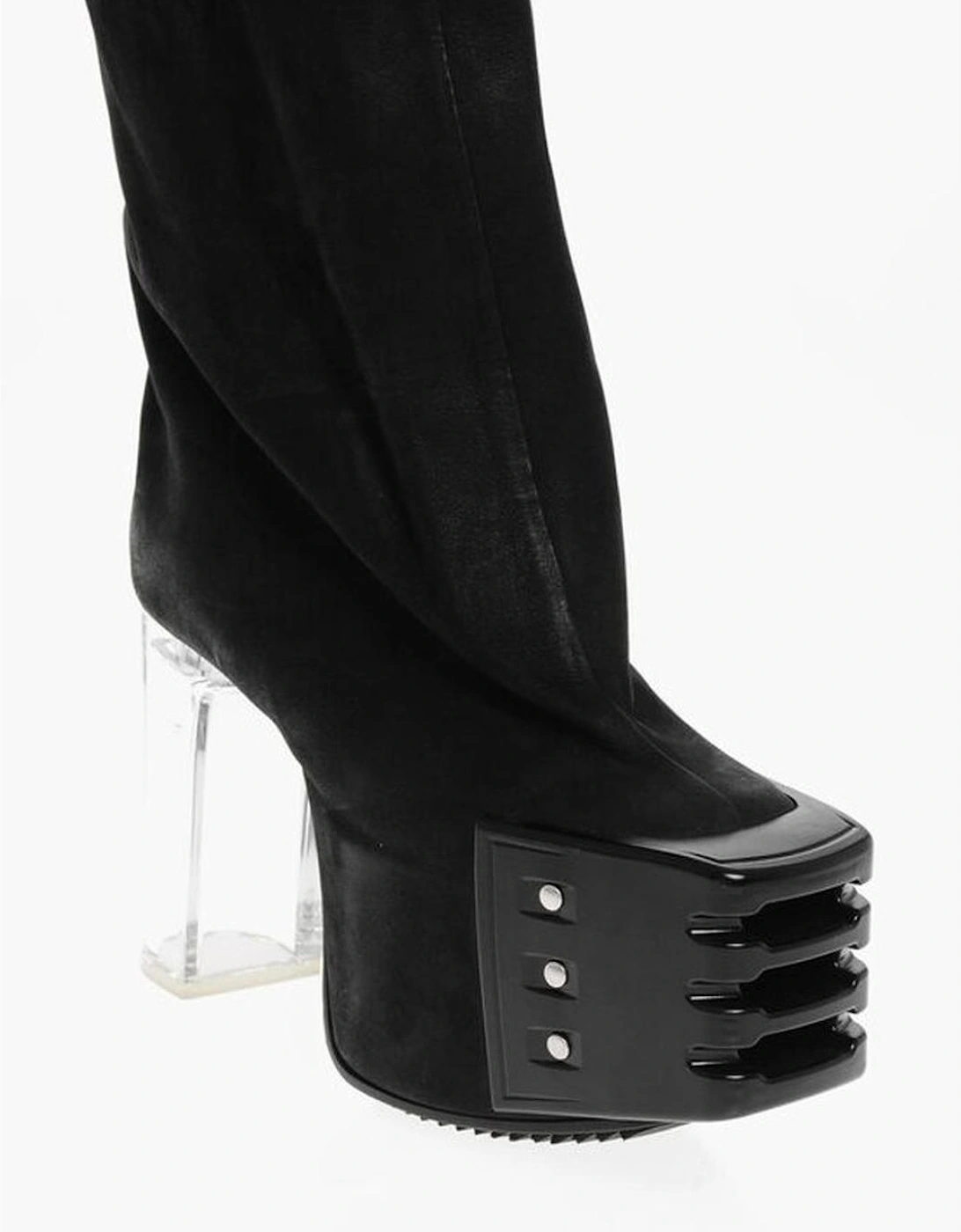 Leather Platform Sandals with Plexiglas Heels Women - Black Boots