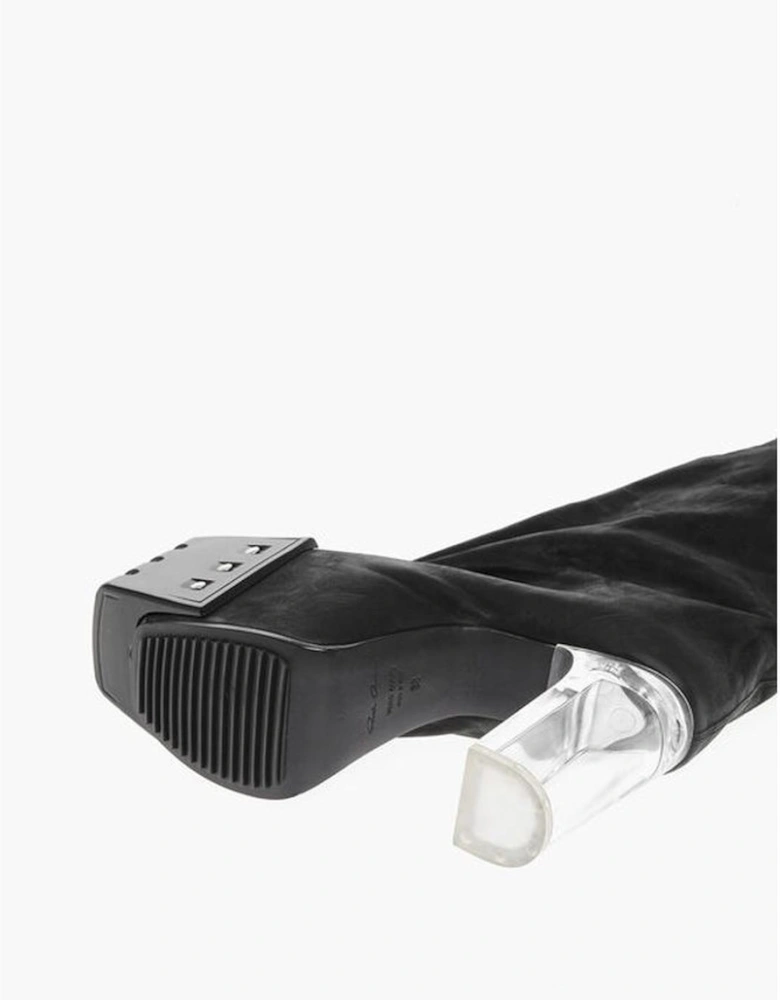 Leather Platform Sandals with Plexiglas Heels Women - Black Boots