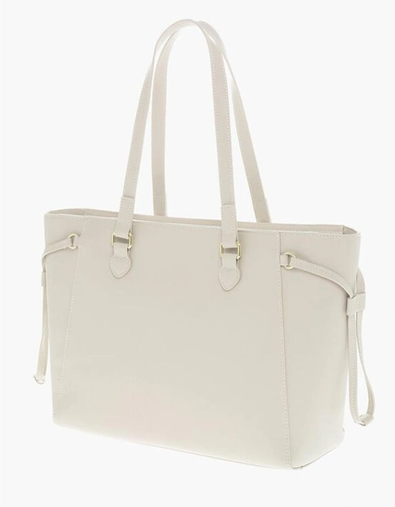 Logo Embossed Shoulder Bag with Double Handle Women - Beige Tote Bags