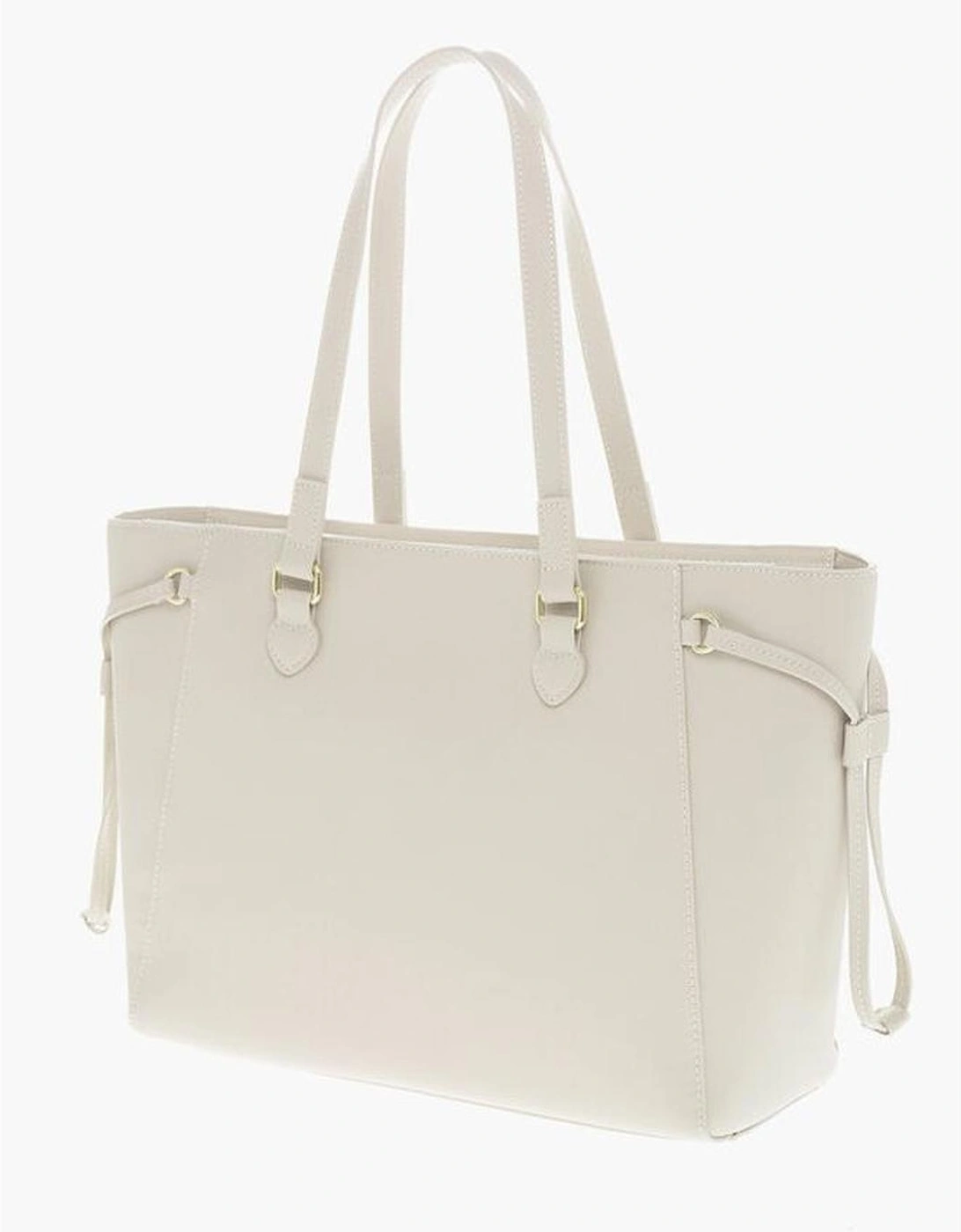 Logo Embossed Shoulder Bag with Double Handle Women - Beige Tote Bags