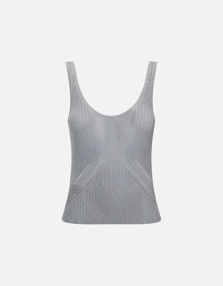 Metallic Viscose Blend Knit Camisole Top Women - Silver T-Shirts