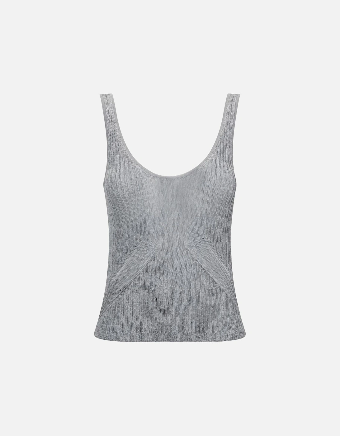 Metallic Viscose Blend Knit Camisole Top Women - Silver T-Shirts, 4 of 3