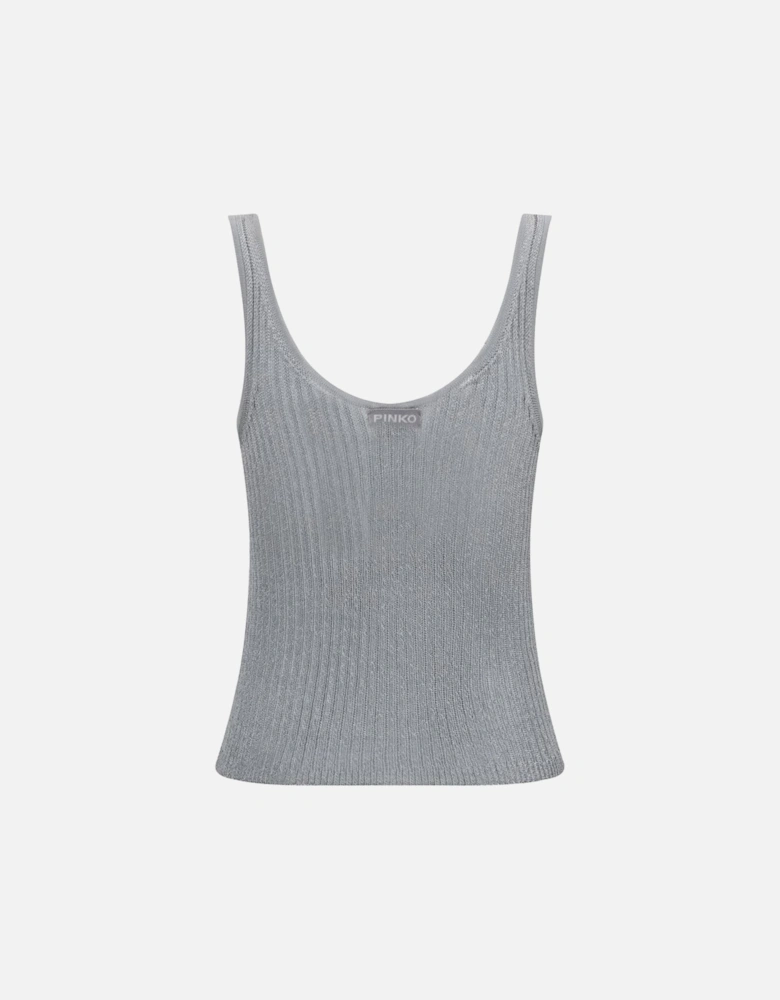 Metallic Viscose Blend Knit Camisole Top Women - Silver T-Shirts