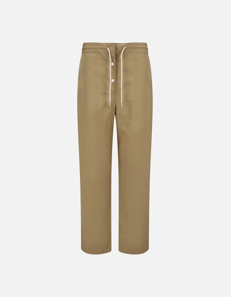 Minimalist Wide Leg Bonnette Pants with Drawstring Waist Women - Beige