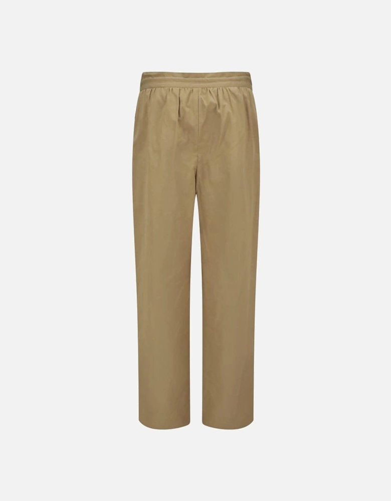 Minimalist Wide Leg Bonnette Pants with Drawstring Waist Women - Beige