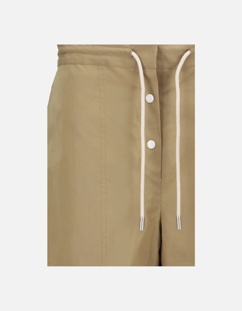 Minimalist Wide Leg Bonnette Pants with Drawstring Waist Women - Beige