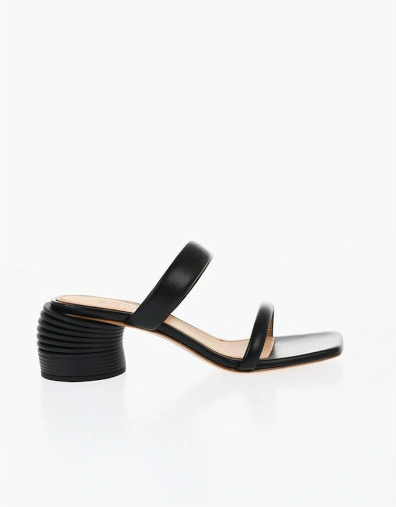 Slip-On Leather Sole Shoes Women - Black Sandals