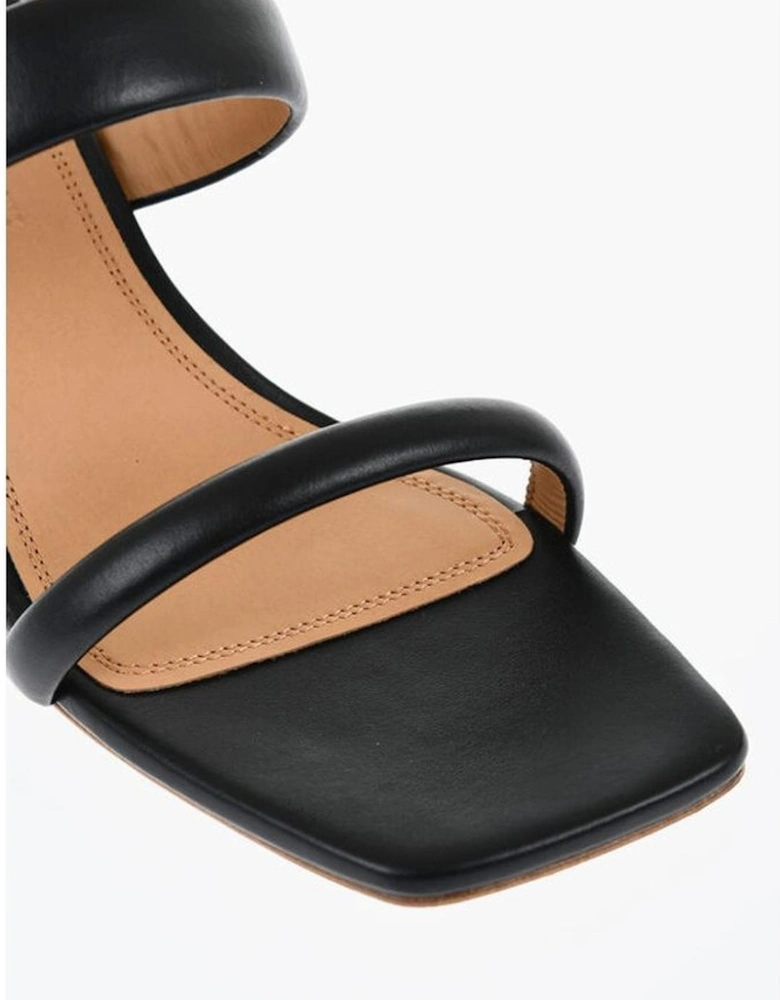 Slip-On Leather Sole Shoes Women - Black Sandals