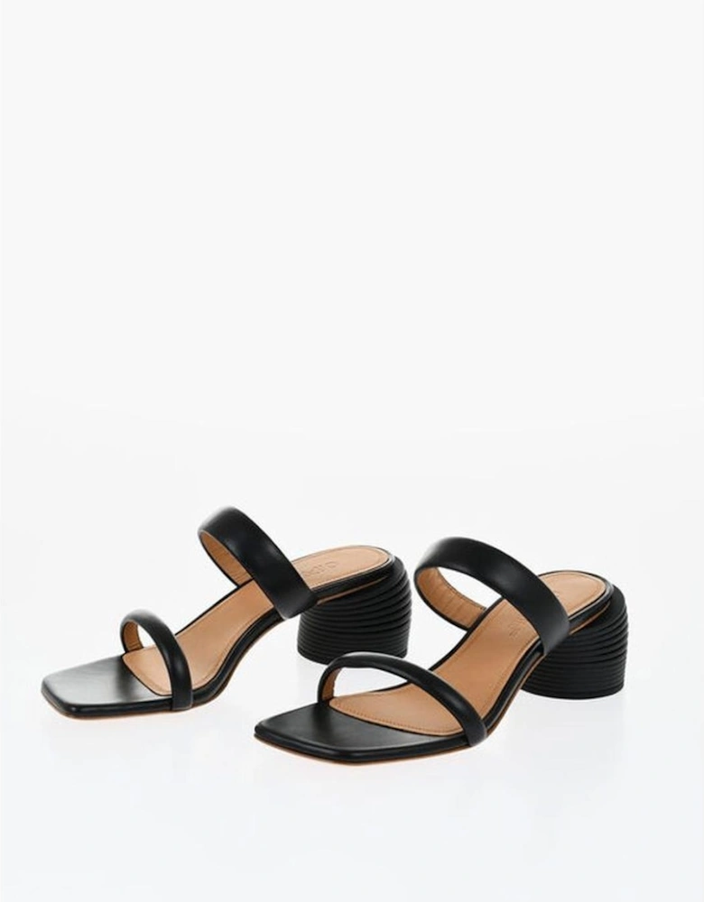 Slip-On Leather Sole Shoes Women - Black Sandals