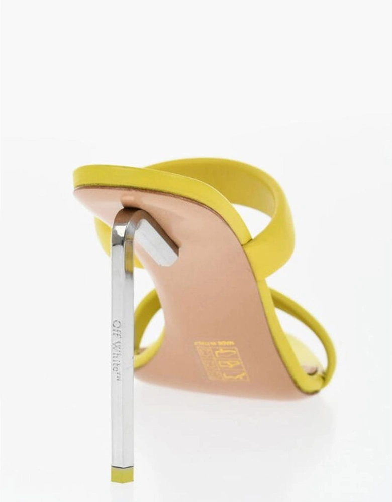 Leather Slip-On Heels with 11cm Heel Women - Yellow Sandals