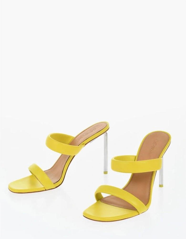 Leather Slip-On Heels with 11cm Heel Women - Yellow Sandals