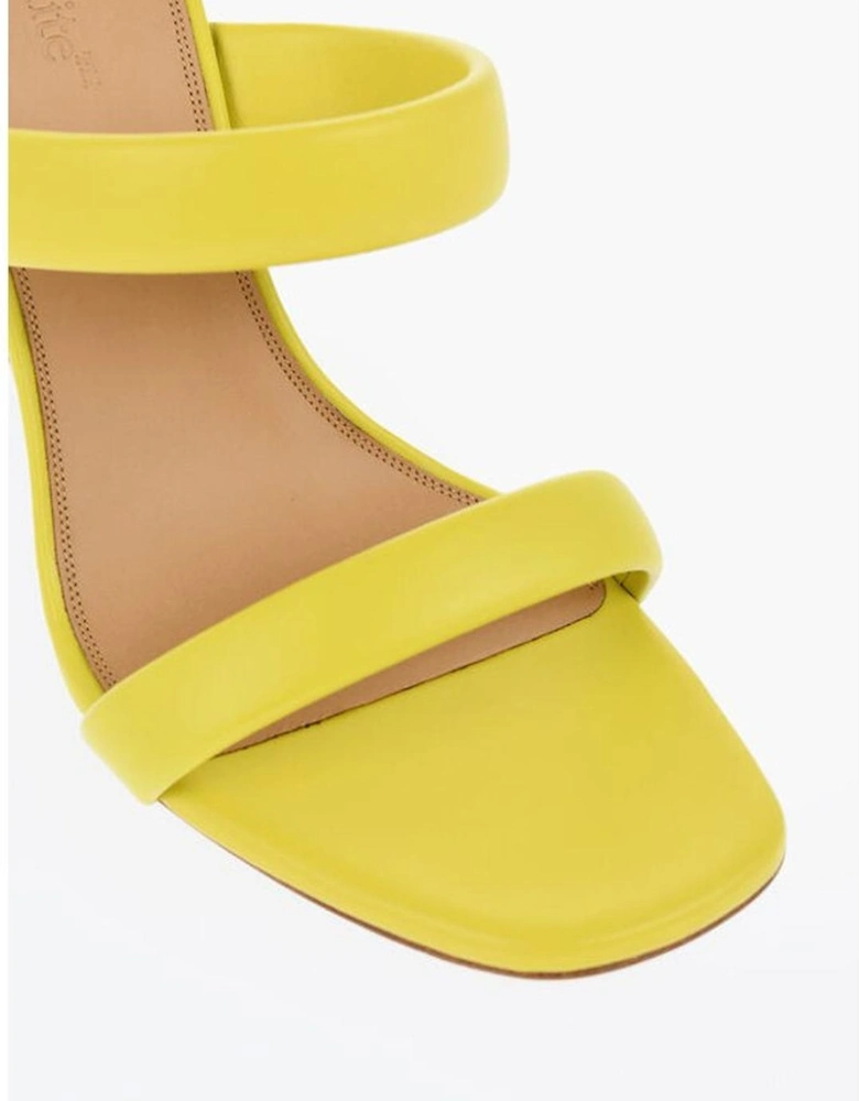 Leather Slip-On Heels with 11cm Heel Women - Yellow Sandals