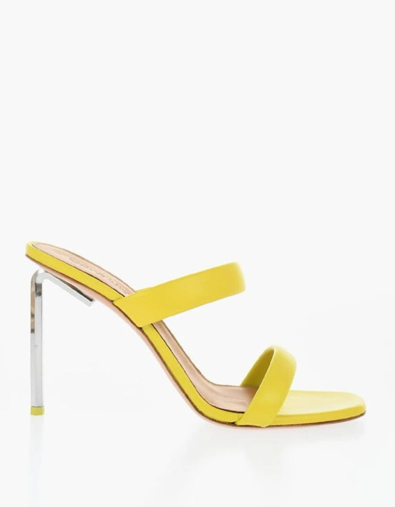 Leather Slip-On Heels with 11cm Heel Women - Yellow Sandals