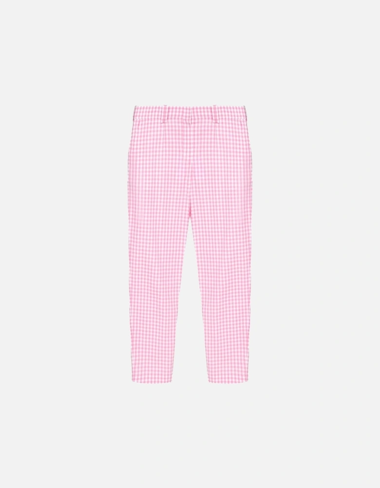 Check Print Cotton Pants with Pockets Women - Pink Jeans