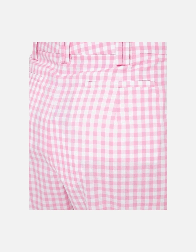 Check Print Cotton Pants with Pockets Women - Pink Jeans