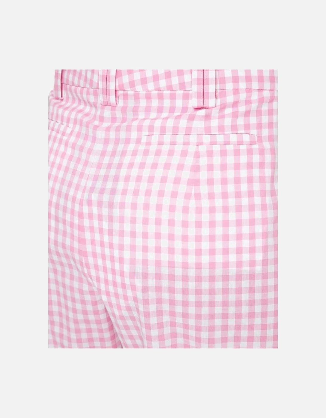Check Print Cotton Pants with Pockets Women - Pink Jeans