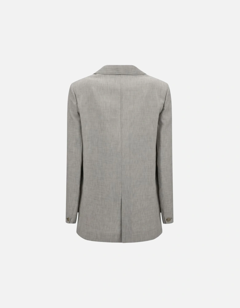 Oversized Single-Breasted Linen-Cotton Blazer Women - Gray Suits