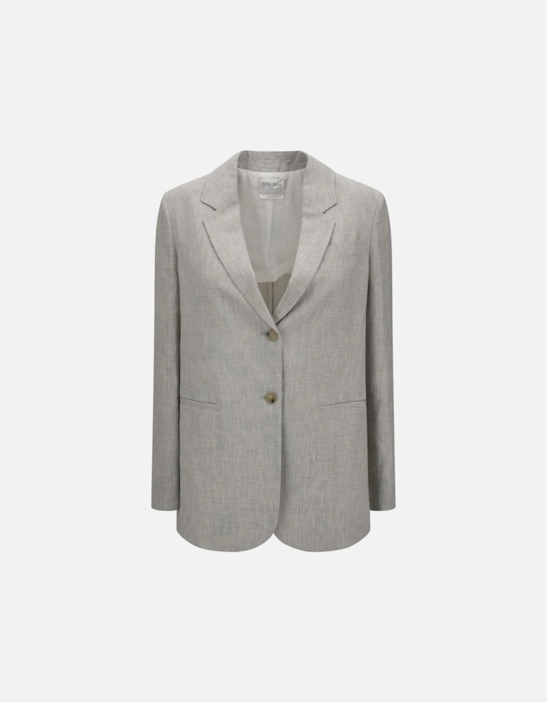 Oversized Single-Breasted Linen-Cotton Blazer Women - Gray Suits