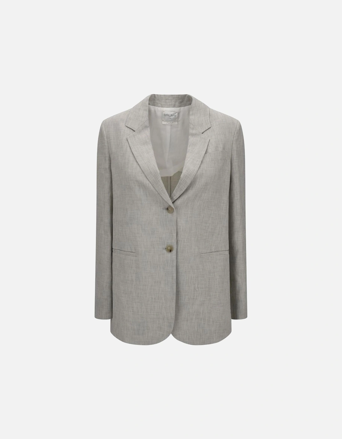Oversized Single-Breasted Linen-Cotton Blazer Women - Gray Suits, 4 of 3
