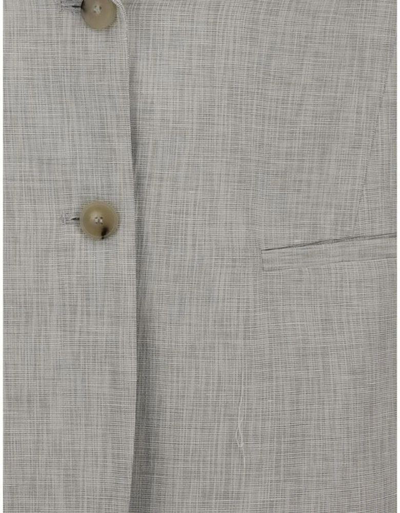 Oversized Single-Breasted Linen-Cotton Blazer Women - Gray Suits