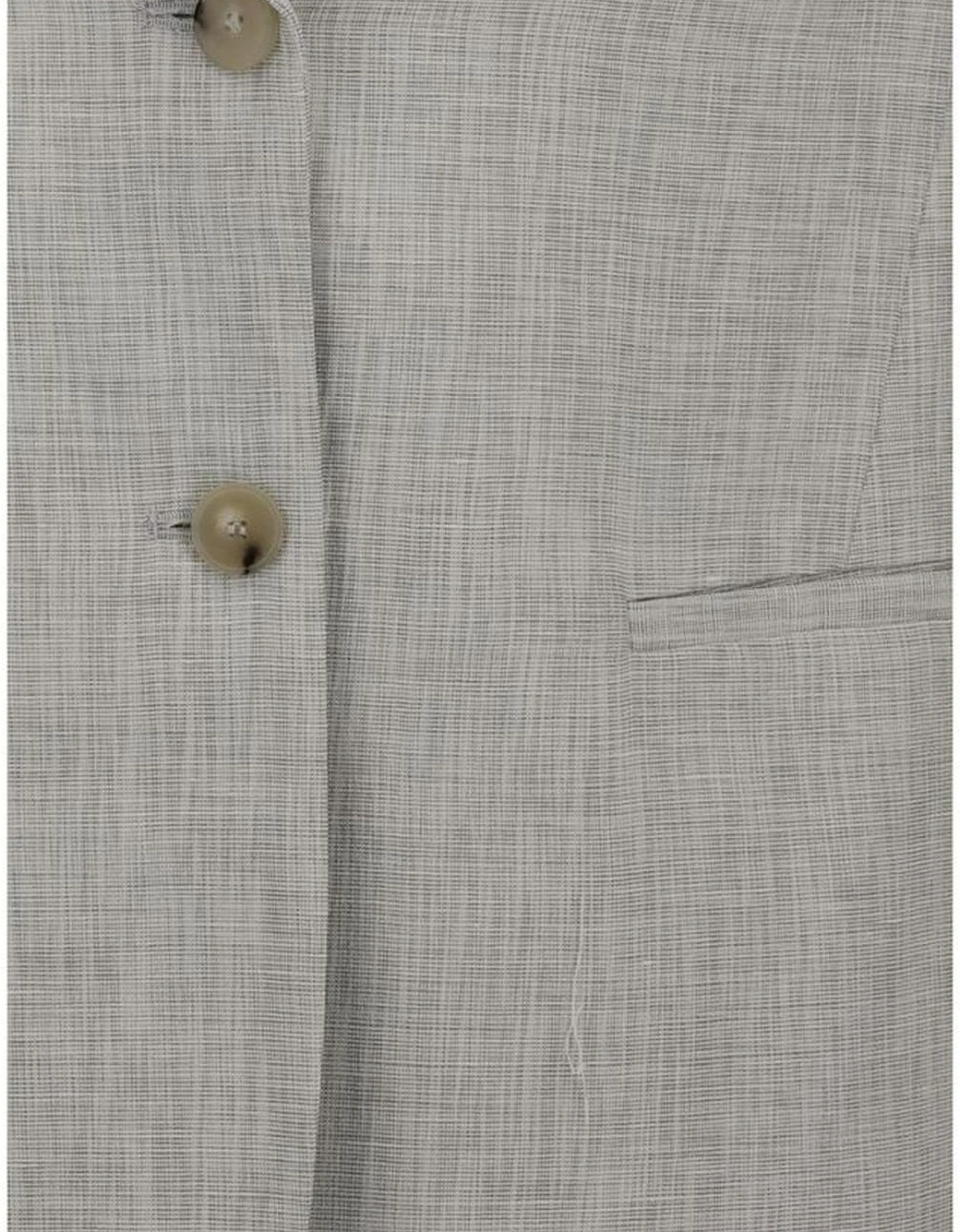 Oversized Single-Breasted Linen-Cotton Blazer Women - Gray Suits