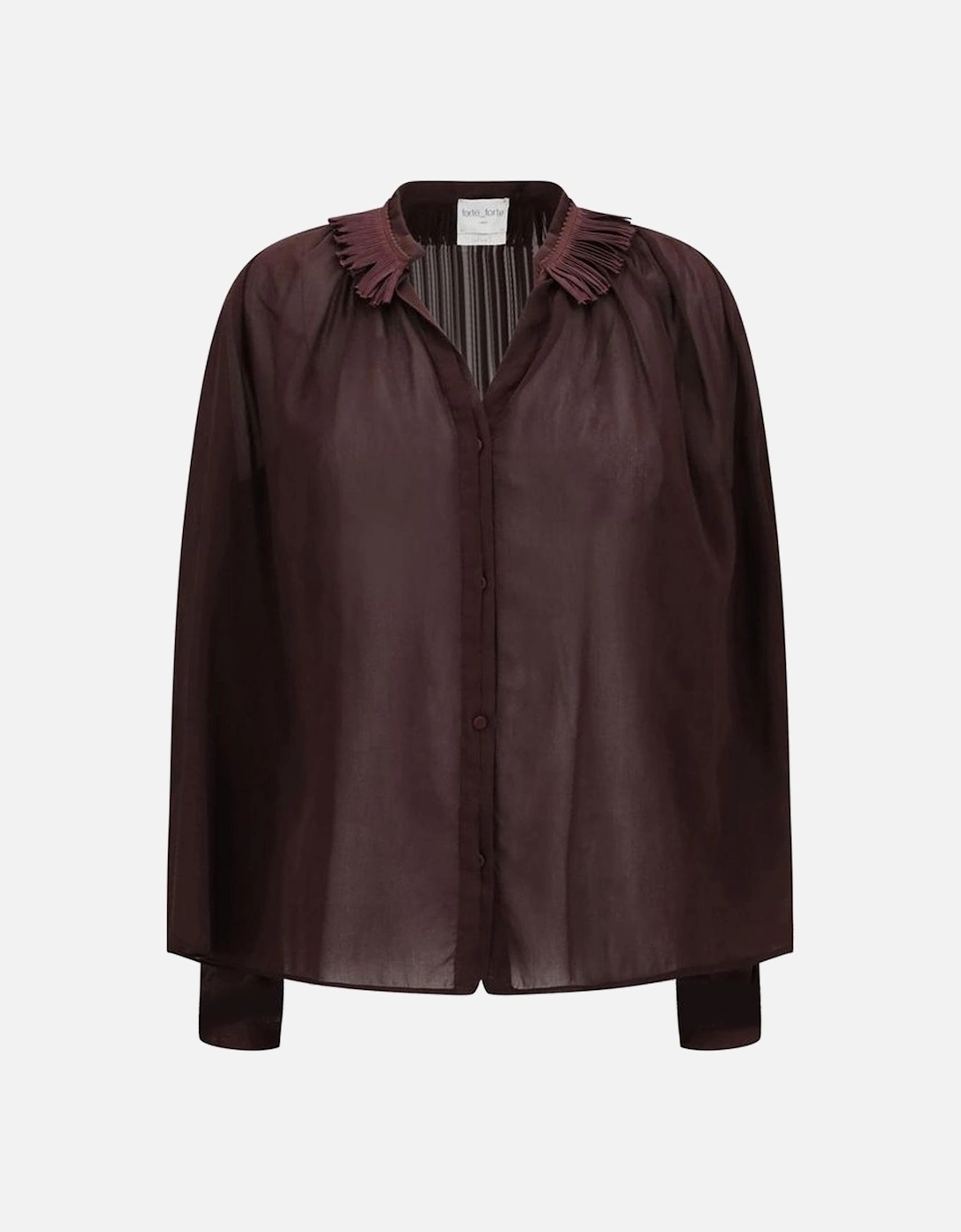 Fringed Collar Cotton Shirt with Button Closure Women - Purple, 4 of 3