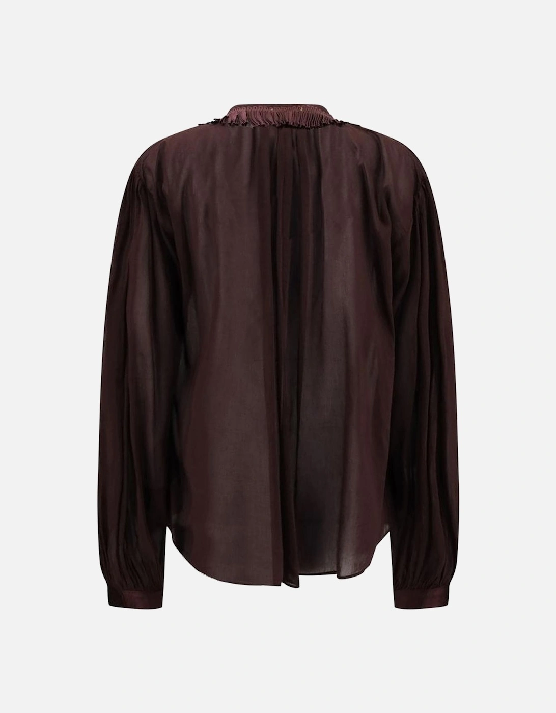 Fringed Collar Cotton Shirt with Button Closure Women - Purple